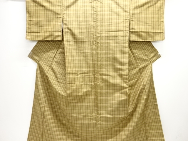 格子織出し米沢紬着物：リサイクル・アンティーク着物のシンエイ